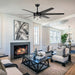 70 in. Large Black Modern Downrod Mount Ceiling Fan with Light Kit Remote Control Reversible Blades for Living Room-ErisView