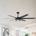 70 in. Large Black Modern Downrod Mount Ceiling Fan with Light Kit Remote Control Reversible Blades for Living Room-ErisView