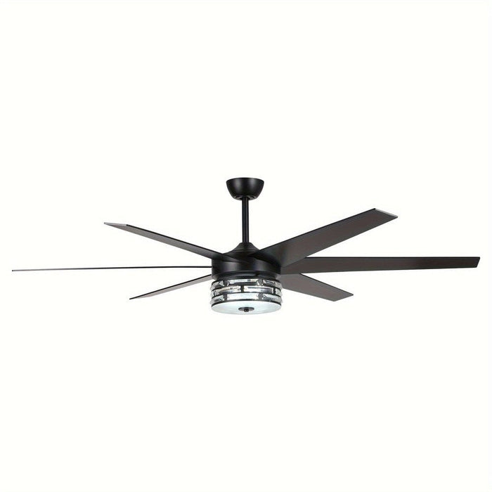 70 in. Large Black Modern Downrod Mount Ceiling Fan with Light Kit Remote Control Reversible Blades for Living Room-ErisView