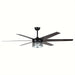 70 in. Large Black Modern Downrod Mount Ceiling Fan with Light Kit Remote Control Reversible Blades for Living Room-ErisView