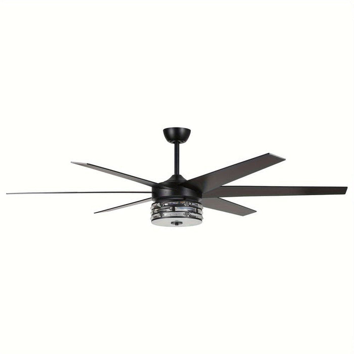 70 in. Large Black Modern Downrod Mount Ceiling Fan with Light Kit Remote Control Reversible Blades for Living Room-ErisView