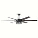 70 in. Large Black Modern Downrod Mount Ceiling Fan with Light Kit Remote Control Reversible Blades for Living Room-ErisView