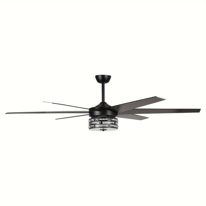 70 in. Large Black Modern Downrod Mount Ceiling Fan with Light Kit Remote Control Reversible Blades for Living Room-ErisView