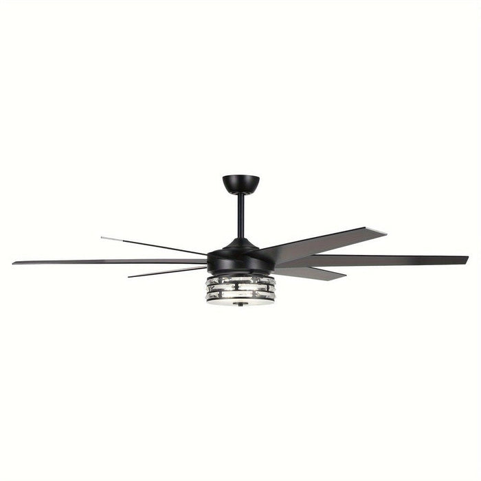 70 in. Large Black Modern Downrod Mount Ceiling Fan with Light Kit Remote Control Reversible Blades for Living Room-ErisView