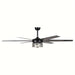 70 in. Large Black Modern Downrod Mount Ceiling Fan with Light Kit Remote Control Reversible Blades for Living Room-ErisView