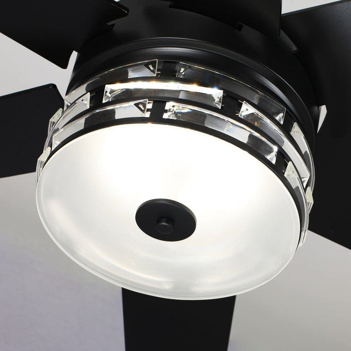 70 in. Large Black Modern Downrod Mount Ceiling Fan with Light Kit Remote Control Reversible Blades for Living Room-ErisView