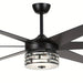 70 in. Large Black Modern Downrod Mount Ceiling Fan with Light Kit Remote Control Reversible Blades for Living Room-ErisView