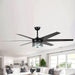 70 in. Large Black Modern Downrod Mount Ceiling Fan with Light Kit Remote Control Reversible Blades for Living Room-ErisView