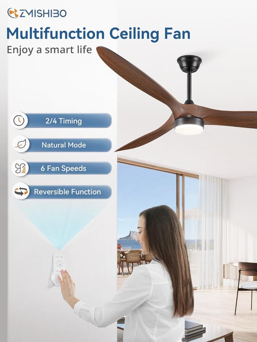 70 in. Large Deep Walnut Outdoor Patio Fans, Modern Remote Control Ceiling Fan and Light, 3 Blades Farmhouse Ceiling Fan with Bedroom Living Room -2-ErisView