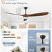 70 in. Large Deep Walnut Outdoor Patio Fans, Modern Remote Control Ceiling Fan and Light, 3 Blades Farmhouse Ceiling Fan with Bedroom Living Room -6-ErisView