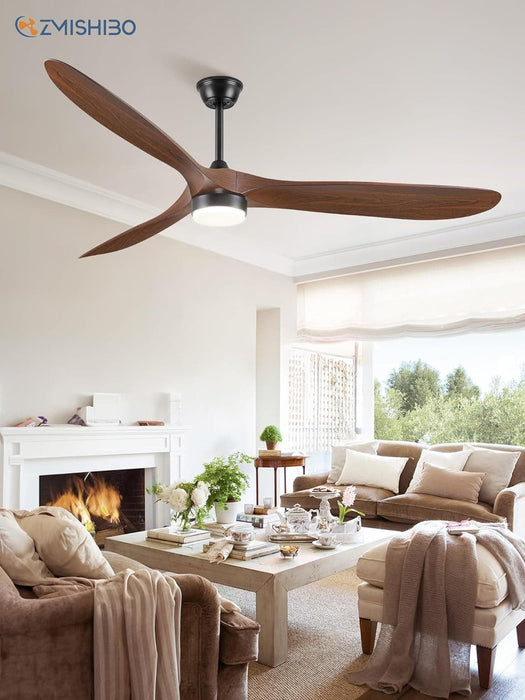 70 in. Large Deep Walnut Outdoor Patio Fans, Modern Remote Control Ceiling Fan and Light, 3 Blades Farmhouse Ceiling Fan with Bedroom Living Room -7-ErisView