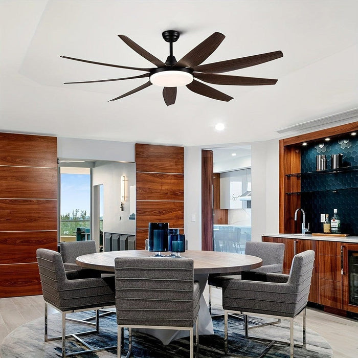 71 in. 9-Blade Large Ceiling Fan with LED Light for Living Room, Indoor Outdoor Reversible Ceiling Fan with Light Remote-ErisView