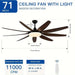 71 in. 9-Blade Large Ceiling Fan with LED Light for Living Room, Indoor Outdoor Reversible Ceiling Fan with Light Remote-ErisView