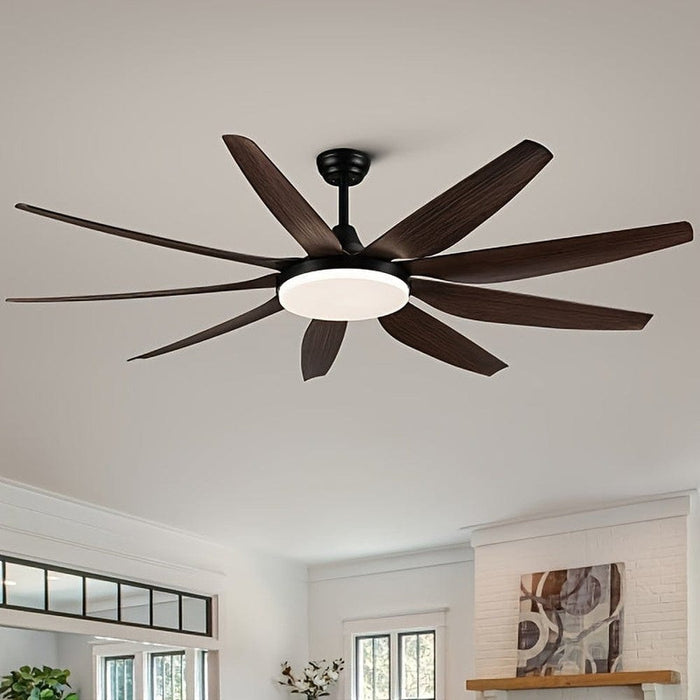 71 in. 9-Blade Large Ceiling Fan with LED Light for Living Room, Indoor Outdoor Reversible Ceiling Fan with Light Remote-ErisView