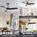 52 in. Brushed Nickel Ceiling Fan with Remote, Modern Reversible Quiet Ceiling Fan for Kitchen Bedroom Living Room-39-ErisView