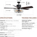 52 in. Industrial Farmhouse Vintage Retro Caged Ceiling Fan with Light and Remote, Indoor Black Ceiling Fandelier for Bedroom Living Room-6-ErisView