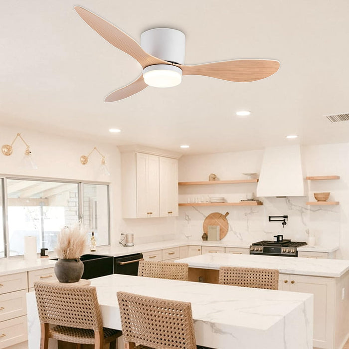 42 in. White Flush Mount Ceiling Fan Light with Remote, Low Profile Ceiling Fan for Bedroom Dining Room-17-ErisView