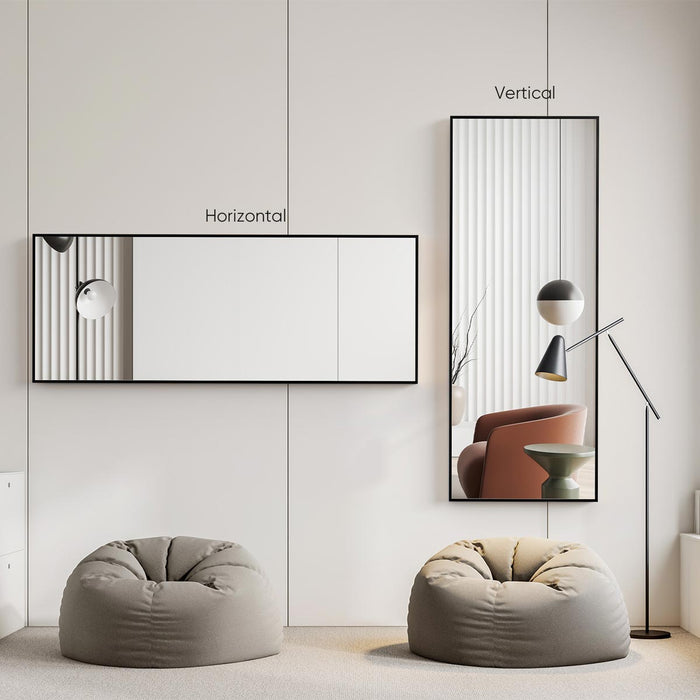Arched Full Length Mirror 71x26 - Full Body Standing/Hanging/Leaning Wall Mirror, Aluminum Frame - Black/Gold