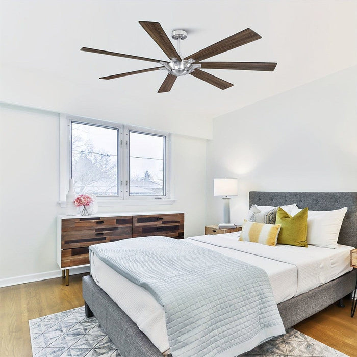 72 in. 7-Blade Large Ceiling Fan without Light, Brushed Nickel Reversible Ceiling Fan with Remote Control-ErisView