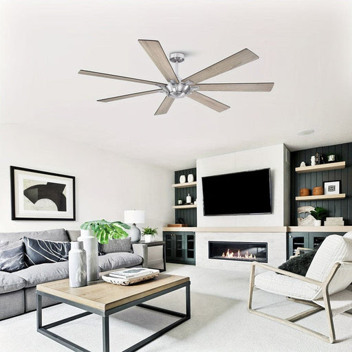 72 in. 7-Blade Large Ceiling Fan without Light, Brushed Nickel Reversible Ceiling Fan with Remote Control-ErisView