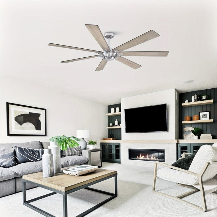72 in. 7-Blade Large Ceiling Fan without Light, Brushed Nickel Reversible Ceiling Fan with Remote Control-ErisView