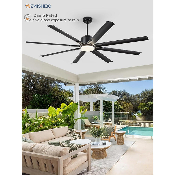 72 in. Big Remote Control Ceiling Fan and Light, Ceiling Fans for Patio Living Room, Reversible Black Industrial Ceiling Fans-7-ErisView
