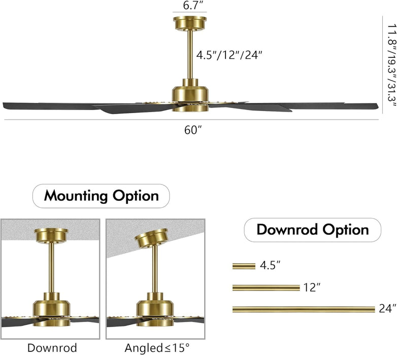 72 in. Black Ceiling Fan with Light and Remote Control, Large Heavy Duty Industrial Ceiling Fans for Factories Workshops, Warehouse Ceiling Fans -12-ErisView