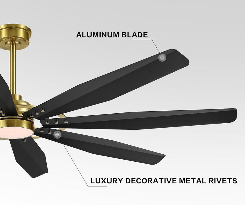 72 in. Black Ceiling Fan with Light and Remote Control, Large Heavy Duty Industrial Ceiling Fans for Factories Workshops, Warehouse Ceiling Fans -14-ErisView