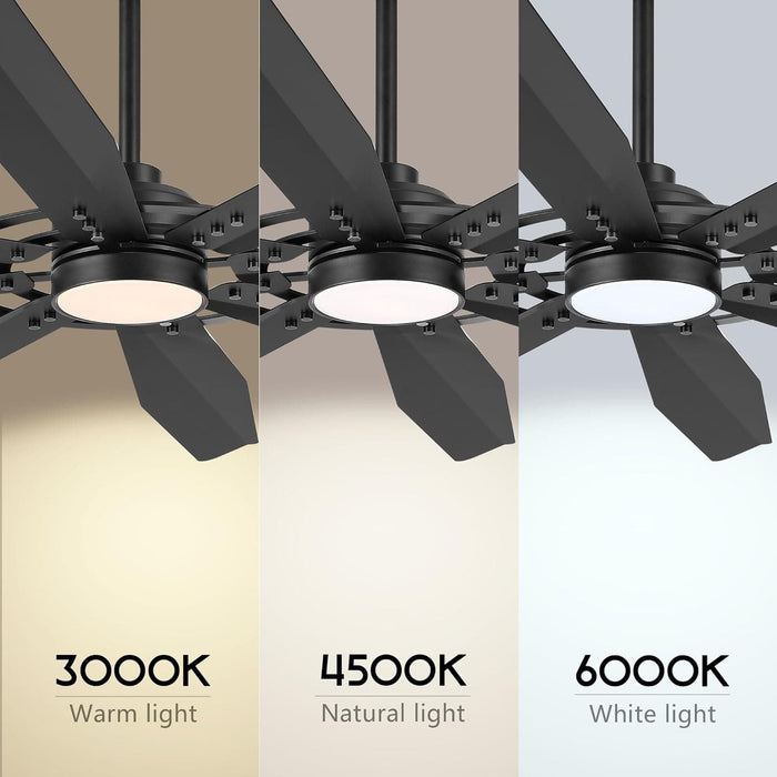 72 in. Black Ceiling Fan with Light and Remote Control, Large Heavy Duty Industrial Ceiling Fans for Factories Workshops, Warehouse Ceiling Fans -3-ErisView