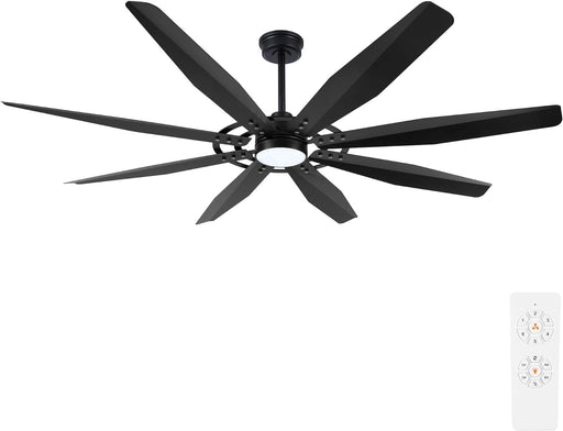 72 in. Black Ceiling Fan with Light and Remote Control, Large Heavy Duty Industrial Ceiling Fans for Factories Workshops, Warehouse Ceiling Fans -1-ErisView