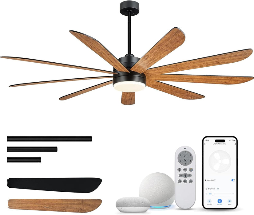 72 in. Black Ceiling Fan with Lights and Remote, LED Ceiling Fan and Light,Beautiful Ceiling Fans, Matte Black Ceiling Fan Light with Dark Walnut Blade-1-ErisView