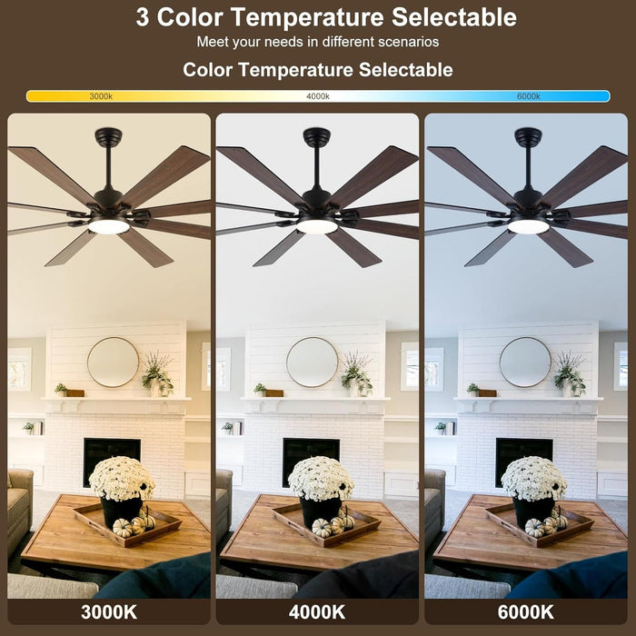 72 in. Black Remote Control Ceiling Fan and Light, Large Modern Ceiling Fan for Living Room, Farmhouse Outdoor Fan for Patio-7-ErisView