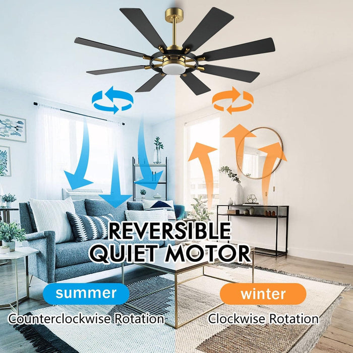 72 in. Black Wood Ceiling Fan with Lights and Remote Control, Wood Reversible Modern Ceiling Fan for Office Porch Bedroom Dining Living Room Ceiling Fan-11-ErisView