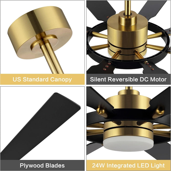 72 in. Black Wood Ceiling Fan with Lights and Remote Control, Wood Reversible Modern Ceiling Fan for Office Porch Bedroom Dining Living Room Ceiling Fan-14-ErisView