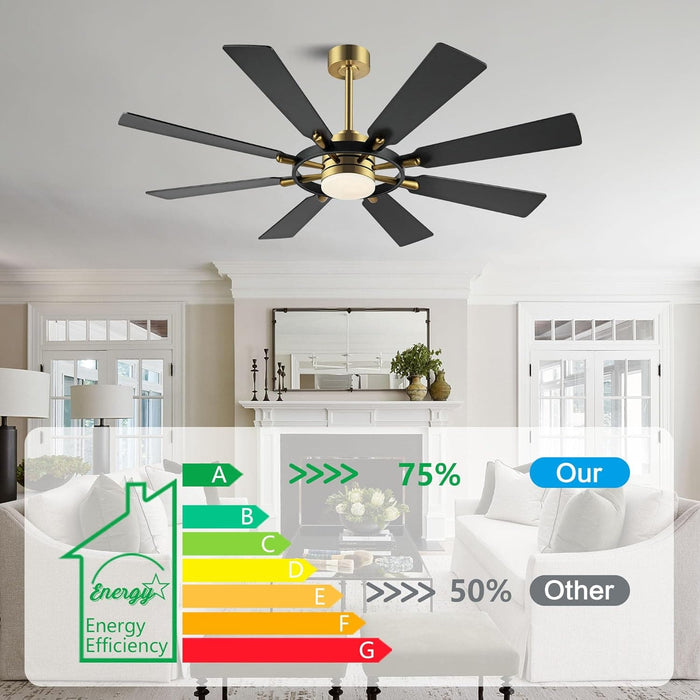 72 in. Black Wood Ceiling Fan with Lights and Remote Control, Wood Reversible Modern Ceiling Fan for Office Porch Bedroom Dining Living Room Ceiling Fan-18-ErisView