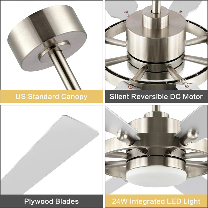 72 in. Black Wood Ceiling Fan with Lights and Remote Control, Wood Reversible Modern Ceiling Fan for Office Porch Bedroom Dining Living Room Ceiling Fan-23-ErisView