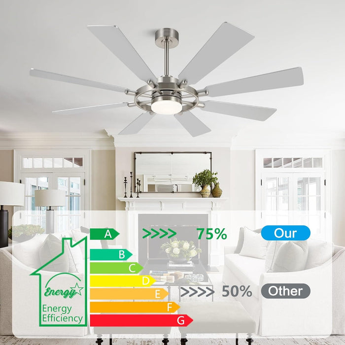 72 in. Black Wood Ceiling Fan with Lights and Remote Control, Wood Reversible Modern Ceiling Fan for Office Porch Bedroom Dining Living Room Ceiling Fan-26-ErisView