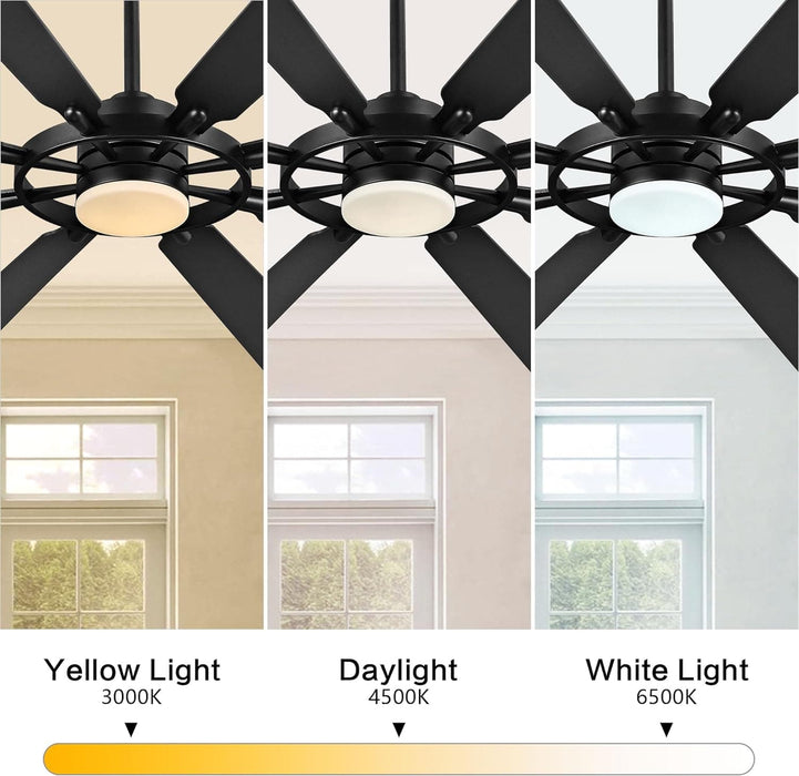 72 in. Black Wood Ceiling Fan with Lights and Remote Control, Wood Reversible Modern Ceiling Fan for Office Porch Bedroom Dining Living Room Ceiling Fan-39-ErisView