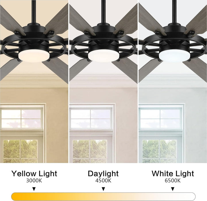 72 in. Black Wood Ceiling Fan with Lights and Remote Control, Wood Reversible Modern Ceiling Fan for Office Porch Bedroom Dining Living Room Ceiling Fan-3-ErisView