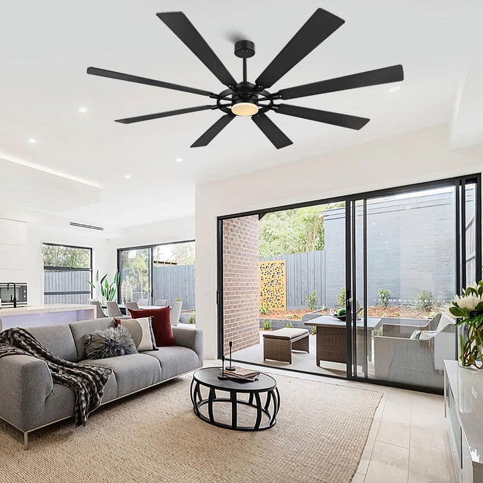 72 in. Black Wood Ceiling Fan with Lights and Remote Control, Wood Reversible Modern Ceiling Fan for Office Porch Bedroom Dining Living Room Ceiling Fan-45-ErisView
