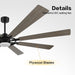 72 in. Black Wood Ceiling Fan with Lights and Remote Control, Wood Reversible Modern Ceiling Fan for Office Porch Bedroom Dining Living Room Ceiling Fan-6-ErisView