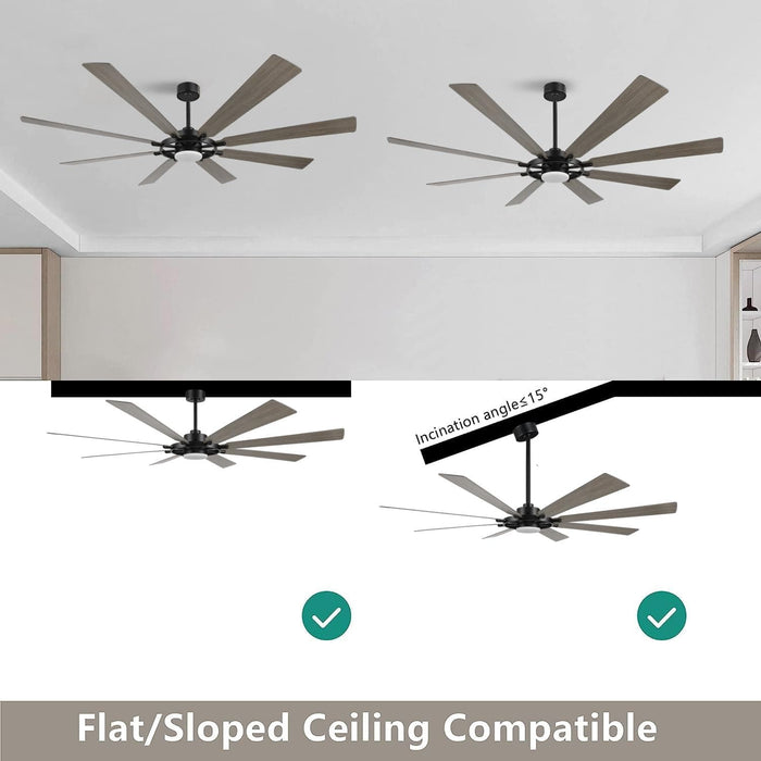 72 in. Black Wood Ceiling Fan with Lights and Remote Control, Wood Reversible Modern Ceiling Fan for Office Porch Bedroom Dining Living Room Ceiling Fan-7-ErisView