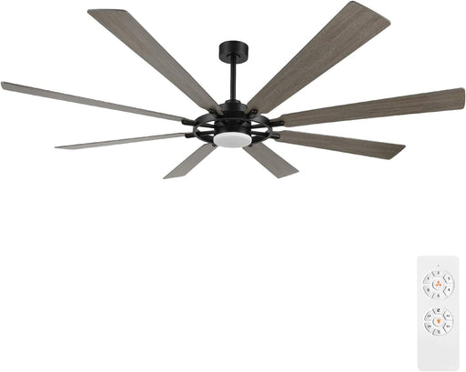 72 in. Black Wood Ceiling Fan with Lights and Remote Control, Wood Reversible Modern Ceiling Fan for Office Porch Bedroom Dining Living Room Ceiling Fan-1-ErisView