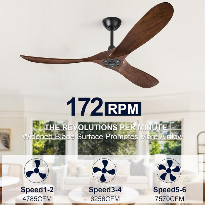 72 in. Ceiling Fans without Lights, Large Wet Rated Ceiling Fan for Porch Patio, Wood Reversible Ceiling Fan with Remote-10-ErisView