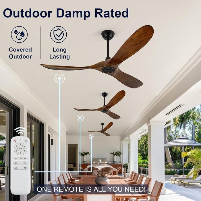 72 in. Ceiling Fans without Lights, Large Wet Rated Ceiling Fan for Porch Patio, Wood Reversible Ceiling Fan with Remote-11-ErisView