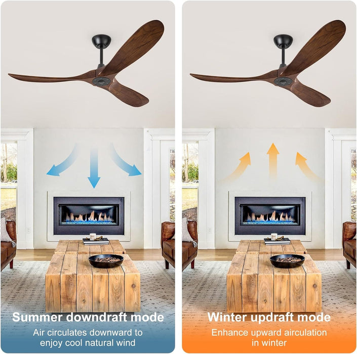 72 in. Ceiling Fans without Lights, Large Wet Rated Ceiling Fan for Porch Patio, Wood Reversible Ceiling Fan with Remote-15-ErisView