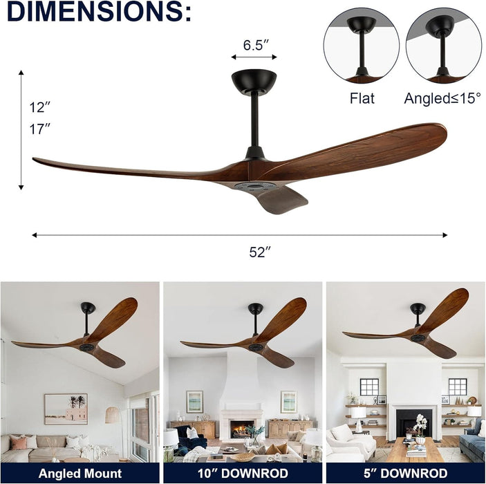 72 in. Ceiling Fans without Lights, Large Wet Rated Ceiling Fan for Porch Patio, Wood Reversible Ceiling Fan with Remote-17-ErisView