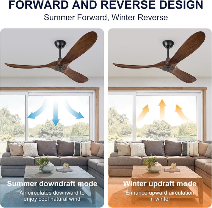 72 in. Ceiling Fans without Lights, Large Wet Rated Ceiling Fan for Porch Patio, Wood Reversible Ceiling Fan with Remote-19-ErisView