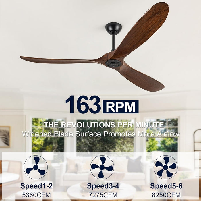 72 in. Ceiling Fans without Lights, Large Wet Rated Ceiling Fan for Porch Patio, Wood Reversible Ceiling Fan with Remote-2-ErisView