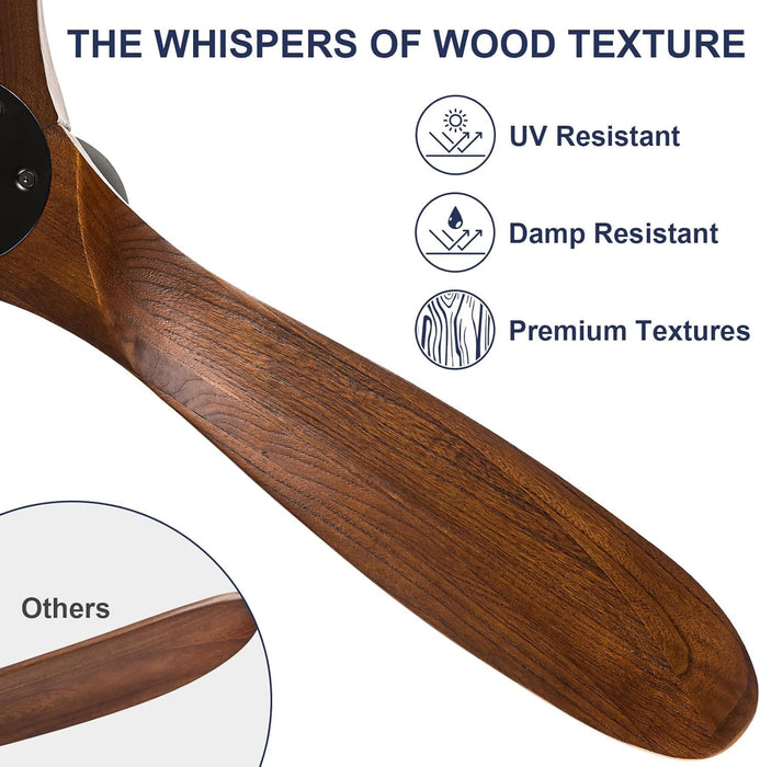 72 in. Ceiling Fans without Lights, Large Wet Rated Ceiling Fan for Porch Patio, Wood Reversible Ceiling Fan with Remote-5-ErisView